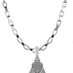 Sterling Silver (92.5% purity) God Baba Khatu Shyam Chain Pendant (Pendant with Box Chain-22 inches) for Men & Women Pure Silver Lord Baba Khatu Shyam Chain Locket for Good Health & Wealth - MPSB7281-image-91
