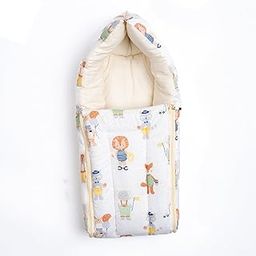 haus & kinder 3 in 1 Baby Sleeping Bag & Carry Nest | Cotton Bedding Set for Infants & New Born Baby | Portable/Travel & Skin Friendly | 0-6 Months (Jungle Party)-20