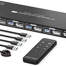 PVBCTCSID 8K Displayport KVM Switch 4 Computers 1 Monitor 4K144Hz 4 Port KVM Sharing 1 Monitor and 4 USB 3.0 Device with Controller Support Extended/Copy Mode-picture-34