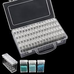 HKMYPAR Diamond Painting Storage Containers, 64 Slots Bead Storage Containers with Label Stickers for Art Organizer, Bead and Seed Storage Box-image-94