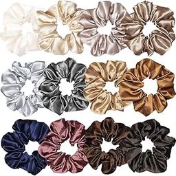 12 Pcs Hair Scrunchies Hair Ties Fashion Hair Bands Hair Bow Ropes Hair Elastic Bracelet Ponytail Holders Hair Accessories for Women and Girls (4.5 Inch, Multi-colored)-13