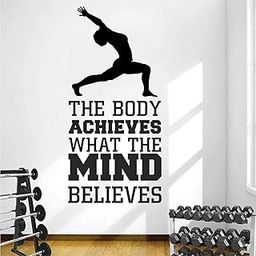 StickMe 'The Body Achieves What The Mind Believes - Yoga - Gym - Fitness - Office - Workout - Inspirational - Motivational - Quotes - Wall Sticker' -SM830 (Multi Colour, Vinyl - 85cm X 40 cm)-image-84