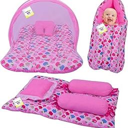 Toddylon Baby Bed New Born Baby Bedding Set | Mosquito Net | Sleeping Bag | Mattress | Carry Bag | Essentials Combo | Cotton | Infants | Baby Boys & Baby Girls | Beds (0-6 Months) (3PCS Set)-image-14