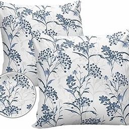HilariousM Blue Flowers Spring Summer Waterproof Outdoor Pillow Covers 18x18 inch, Vintage Floral Plant Polyester Throw Pillow Covers Garden Cushion Decorative Pillowcases for Patio Couch Decoration-image-46