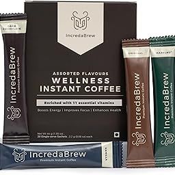 IncredaBrew Assorted Flavours Wellness Instant Coffee Powder - 20 Cups, Vitamin Rich Flavoured Coffee, 4 Flavours x 5 Flavoured Instant Coffee Sachets (2.2g) | Gold Blend-16