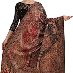 pashtush Women Faux Pashmina Shawl, Ethnic Weave Design, Multicolour-picture-36