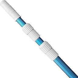 POOLWHALE Professional 12 Foot Blue Anodized Aluminum Telescopic Swimming Pool Pole,Adjustable 3 Piece Expandable Step-Up,for Skimmer Nets, Vacuum Heads and Brushes, Strong Grip & Lock-24