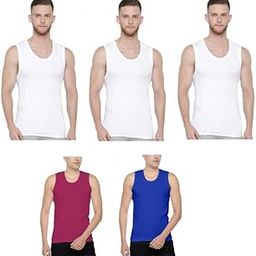 Men Cotton Broad Shoulder White Vest Sleeveless Pack of 5-image-69