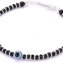 925 Sterling Silver Evil Eye Nazariya With Black Crystals Bracelet for Girls & Women | Perfect Valentine Gift For Her (6.25 Inches length + Adjustable)-5