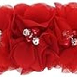 SYGA Baby Headbands Soft Three Flower Pearl Stretchable Hairbands Newborn Infant Toddler Kids 0-3 Year (Red)-image-49