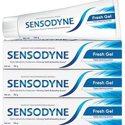 Sensodyne Toothpaste Fresh Gel Combo pack, Sensitive tooth paste for daily sensitivity protection, 450 gm multi-pack (150 gm x 3)-27