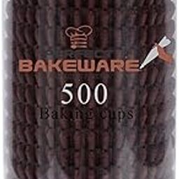 PERFECT BAKEWARE 500 Pcs Paper Baking Muffin Cupcake Liners Case Grease Proof Round Oven Microwave Safe Cups - (50 x 32.5mm) Pack of 500 (Brown)-image-1