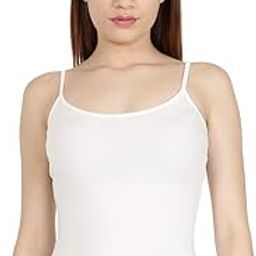 ATTWACT Women's Cami Vests (Pack of 1) 95% Cotton 5% Elastane White Cotton Sleeveless Vest-image-99