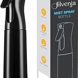 Silvenja Continuous Mist Spray Bottle, 300ml, Multi-Purpose for Hair Styling, Plants, Cleaning, Black (Pack Of 1)-28