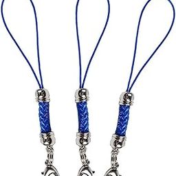 KIPZO® Pack of 3 pcs Phone Strap Charms lobster clasp for cell phone Cover keyring Pendrive Badge Holders cute for girls DIY Jewellery straps thread Ring with Hook round zip case pouch (Blue)-picture-18