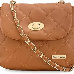 fastrack Quilt Twist Lock Shoulder Bag with Diamond Stitching and Metal Straps - Stylish Crossbody with Twist Fastening-picture-0
