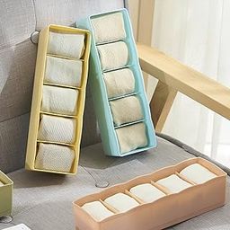 Oblivion 5 Grid Plastic Storage Box Drawer Organizer – Multicolor Stackable Storage Box, Closet Divider for Undergarments, Socks, Ties, Jewelry & Accessory, Space-Saving Wardrobe Partition (Pack of 4)-picture-19