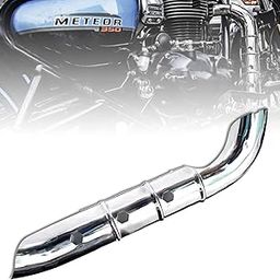 OBEROI'S TRADERS Bike Silencer Bend Pipe Heat Shield Protector/Cover Guard Anti-Corrosion Black Coated Compatible with Royal Enfield Classic Reborn 350 & Meteor 350 (Silver)-4