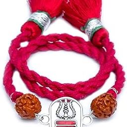 Meenakari 925 Sterling Silver Shivalinga Trishul With Rudraksha Beads Rakhi Set for Brother With Roli Chawal & Rakshabandhan Greeting Card For Men-47