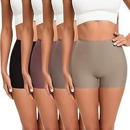 Boyshort Panties Women's Soft Underwear Briefs Invisible Hipster 4 Pack Seamless Boxer Brief Panties-image-52