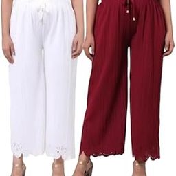 Women's Solid Pleated Maxi Length Combo Flared Cutwork Palazzo Set(at_005)-image-5
