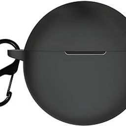 LIRAMARK Silicone Cover Case with Carbiner Compatible with Oppo Enco Buds 2 / Enco Air 2i case Cover 2022 (Black)-image-35