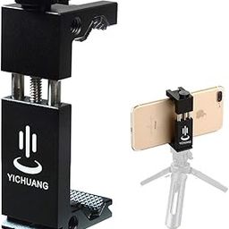DEALPICK Iron Man Aluminum Metal Microphone Phone Tablet Action Camera Bracket for Selfie Stick and Tripod Clip Holder Clamp Adapter - Black-image-43