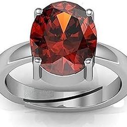 Natural Gomed Stone 7.25 Ratti Astrological Silver Ring Adjustable Gomed Hessonite Astrological Gemstone for Men and Women (Lab - Tested)-image-0
