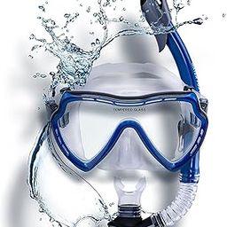 Scizor Snorkeling Set, Diving Snorkeling Diving Mask with Food Grade Silicone Mouthpiece, Snorkel Mask Tempered Glass Lens, Crystal Clear View and Adjustable Strap-image-34