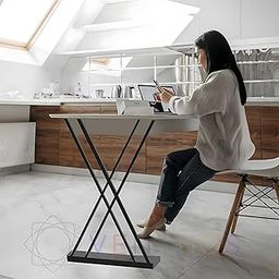 Ventuos 28 * 18 inch Metal Table Desk_Legs, Modern Welded Cast Iron Dining Table_Legs Base, DIY Industrial Table (Set of 2) Black (X Shape)-image-52