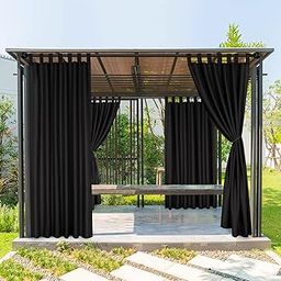 BONZER Outdoor Curtains for Patio Waterproof, Tab Top Weatherproof Outside Curtains for Porch, Pergola, Gazebo, Cabana, Pavilion, 1 Panel, 52x84 Inch, Black-image-59