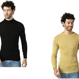 Men Solid Wool Warm Sweater and High Neck Skivvy for Winter (Pack of 2) Beige2::Black-image-57