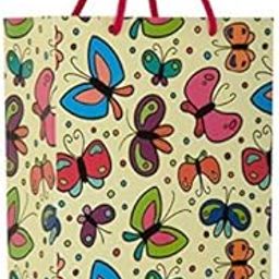 Arrow Paper Bags Butterfly Design Gift Bags for Gifting, Weddings, Birthday,Holiday Presents(28 cm x 20 cm x 7.5 cm, Pack of 10)Multicolor-picture-18