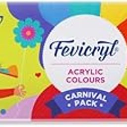 Fevicryl Carnival Kit, 10 ml x 14 Acrylic, Pastel & Pearl Metallic Colours, Vibrant Paints for Canvas, Fabric, Wood, Glass, Non-Toxic, DIY Art & Craft-29