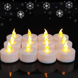 HONGJINGCHEN Flameless LED Tea Lights Candles,Flickering Electric Fake Candle,24 Pack 200+Hour Battery Operated LED tealight Candles in Warm Yellow for Wedding,Halloween,Christmas Decorations-image-38