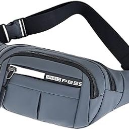Wolpin Waist Bag for Men and Women Pack Travel Handy Hiking Running Zip Pouch Document Money Card Phone Earphone Belt Sport Bag Fitness Fanny Pack Adjustable Strap (Grey)-image-21