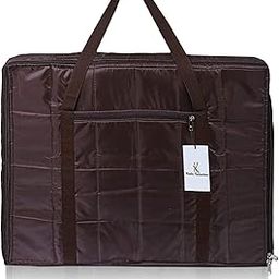 Kuber Industries Rectangular Parachute Jumbo Under Bed Moisture Proof Storage Bag with Zipper Closure and Handle (Brown)-1