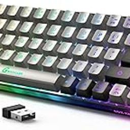 GEODMAER 65% Wireless Gaming Keyboard, Rechargeable, LED Backlit, Plug-and-Play, Ultra-Compact Anti-ghosting No-Conflict Keyboard for PC Laptop Windows (Grey-Black)-31