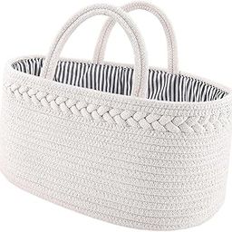 CALANDIS™ Baby Diaper Organizer Diaper Storage Basket for Diapers and Baby White | Diaper Bags | Diapering-image-28