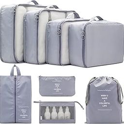 8pcs Travel Organizer Bags, Travel Suitcase Organizers, Waterproof Luggage Organizer in Various Sizes, Multipurpose Travel Organizer Kit for Clothes Shoes Cosmetics (Grey)-image-92