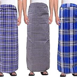 Men's 100% Cotton Multicolored Unstiched Lungi (2 Mtrs) - Pack of 3-picture-16