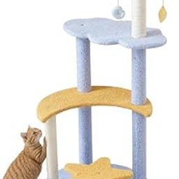 FurryLiving Cat Tree Star and Moon and Cloud with 4 Perches – Cute Multi-Level Cat Tower with Scratching Posts, Hanging Ball Toy – Colorful Cat Furniture for Indoor Cats, Kittens & Small Pets-image-23
