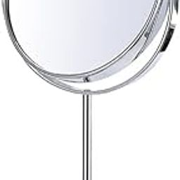 EASY2HOME Makeup Mirror Steel Double Sided Round Tabletop Vanity Mirror with Stand, One Side Magnifying,Diameter 6 inch, Silver-11
