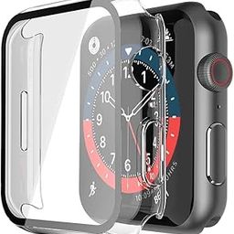 Xfilm 1 Pack Hard PC Case with Tempered Glass Screen Protector Compatible with Apple Watch Series 9 (2023) Series 8 Series 7 45mm, Ultra-Thin Scratch Resistant Cover for iWatch, Transperent-picture-22