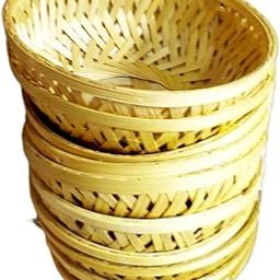 BHATIACANE Handmade Bamboo Storage Basket, 10 cm Diameter, Pack of 10, for Flowers, Dry Fruits, Chocolates-image-92
