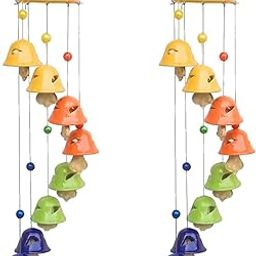 SHRIYAM CRAFTS Ceramic Decorative Hanging Cum Home Melodious Sound Windchime with 8 Bells (Multicolor Wind Chime Pack of 2)-image-69