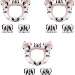 Spa Headband Set for Women 9PCS Facial Headband Wristband Combo with Cute Cat Ear Design Super Soft Flannel Microfiber Polyester Fabric Ideal for Face Washing Makeup Spa Routines-11