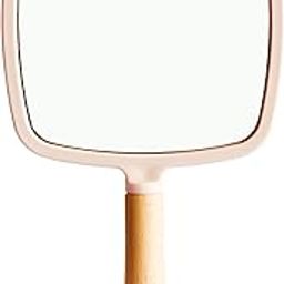 Devera Wood Hand Mirror Heart Shaped Handle Makeup Travel Handheld Cosmetic Handle Bathroom for Women Makeup Salon Travel (Pack of 1)-image-87