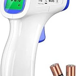 DR VAKU® Digital Thermometer For Fever Non-Contact Laser Infrared Forehead Thermometer Temperature Gun Accurate Reading with Large Display Battery Included] - White and Dark Blue-18