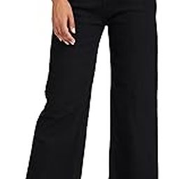 kotty Womens High Rise Cotton Lycra Clean Look Regular Length Flared Denim Jeans Black-picture-17